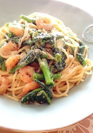 菜の花のエビクリームパスタ-レシピのメイン写真