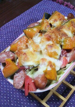 カボチャ煮と炒めキャベツのグラタン風-レシピのメイン写真