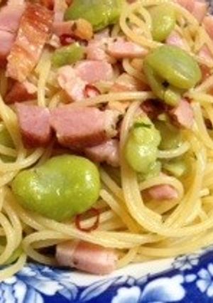 そら豆とベーコンの春ペペロンチーノ-レシピのメイン写真