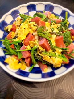 春☆なばな(菜の花)とベーコンの卵炒め-レシピのメイン写真