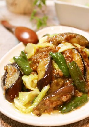 ご飯が進む＊茄子とピーマンの肉味噌炒め-レシピのメイン写真