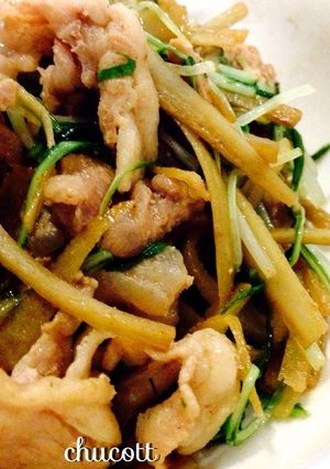 豚肉ごぼうのオイマヨ炒め♡簡単-レシピのメイン写真