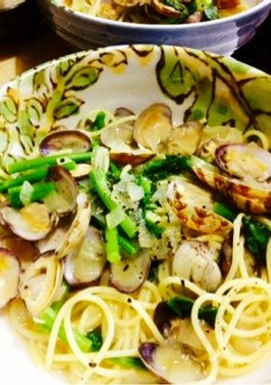 春あさりと菜の花のスープスパ-レシピのメイン写真