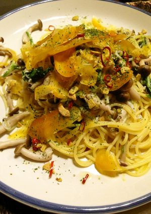 カラスミと水菜の簡単ペペロンチーノ-レシピのメイン写真