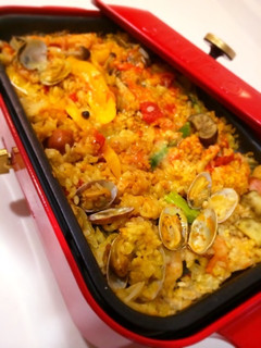 ホットプレートでカレーチーズパエリア-レシピのメイン写真
