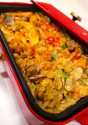 ホットプレートでカレーチーズパエリア-レシピのメイン写真
