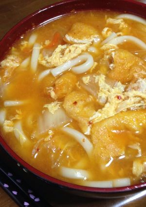 超手抜き☆Wスープで激うまキムチうどん♫-レシピのメイン写真