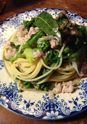 ふきのとうと地鶏のパスタ-レシピのメイン写真
