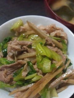 肉野菜炒め☆豚肉・レタス・ごぼう-レシピのメイン写真