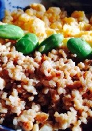 *\簡単三色彩りそぼろ丼/*-レシピのメイン写真