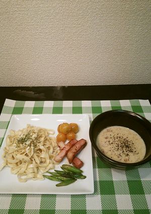 【松橋】手打ちパスタでつけカルボナーラ-レシピのメイン写真