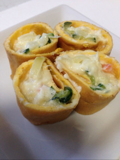 簡単♪お弁当にも♪ポテトサラダの卵巻き⭐-レシピのメイン写真