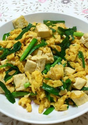 簡単5分で☆ニラ玉豆腐のオイスターソース-レシピのメイン写真