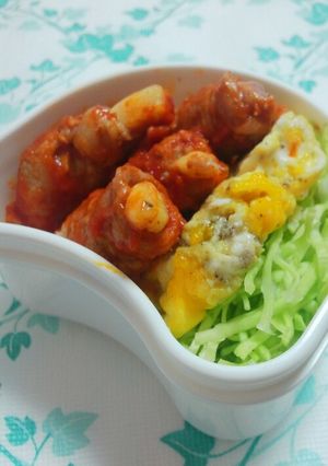 簡単お弁当☆豚巻きチーズのトマトソース-レシピのメイン写真