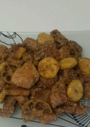 ご飯に合う♪豚こま肉と根菜の甘酢焼き-レシピのメイン写真