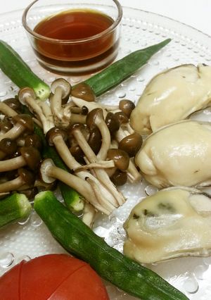 簡単おつまみ～蒸し牡蠣&温野菜～-レシピのメイン写真