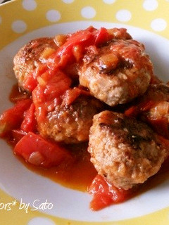 簡単!トマト煮込みハンバーグ-レシピのメイン写真