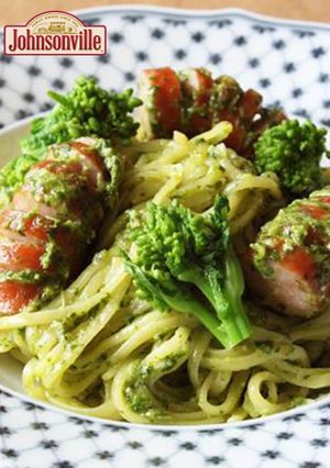 ジョンソンヴィルと菜の花のパスタ-レシピのメイン写真