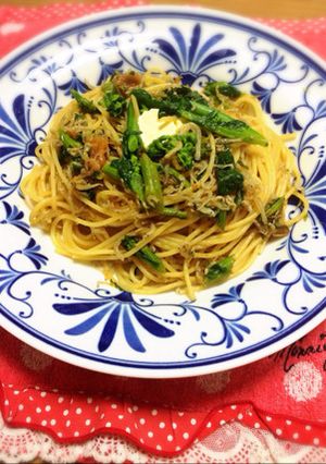 菜の花のバター醤油パスタ(・ω・)ノ簡単-レシピのメイン写真