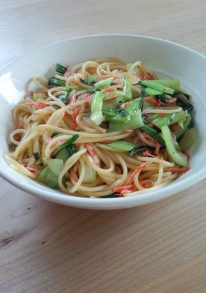 すぐ出来る！チンゲンサイの和風パスタ-レシピのメイン写真