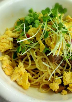 意外なリメイク　豚角煮と卵で甘辛パスタ-レシピのメイン写真