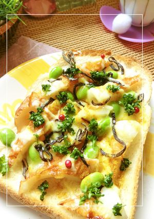 ちくわ×枝豆の塩昆布カレートースト-レシピのメイン写真