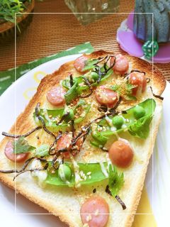 スナップエンドウ×ウインナーの和トースト-レシピのメイン写真