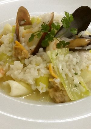 春キャベツと魚介類のリゾット-レシピのメイン写真