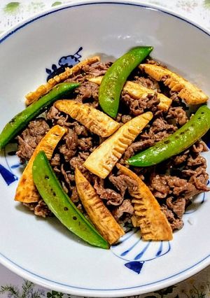 簡単ランチ！たけのこスナップエンドウ牛丼-レシピのメイン写真