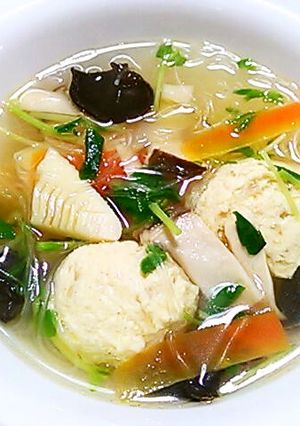 春雨入りふわふわ鶏団子の中華スープ-レシピのメイン写真