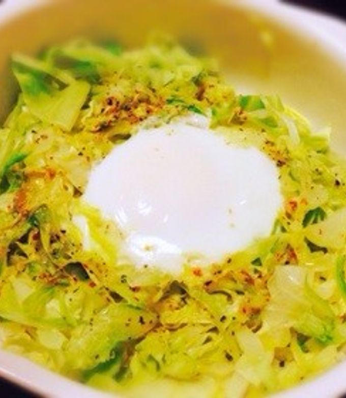 レンジで⭐︎キャベツの巣ごもりたまご-レシピのメイン写真