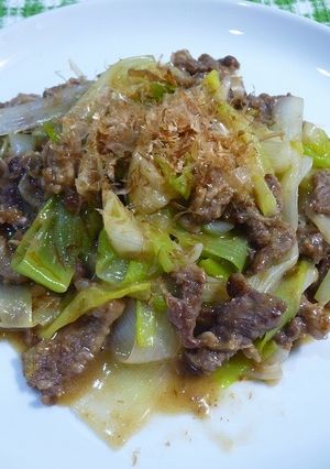 たっぷりネギと牛肉の鰹節炒め-レシピのメイン写真