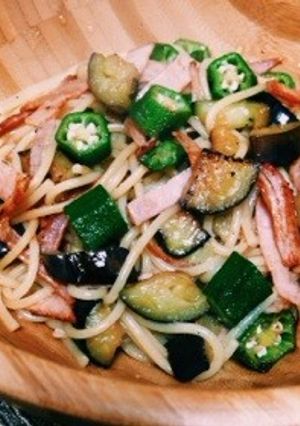 ハム・なす・オクラの簡単和風パスタ-レシピのメイン写真