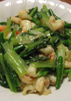 アスパラと青菜のエビ炒め-レシピのメイン写真