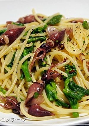 春味♪ホタルイカと菜の花のペペロンチーノ-レシピのメイン写真