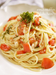 ランチ・ブランチに♪梅トマト冷製パスタ-レシピのメイン写真