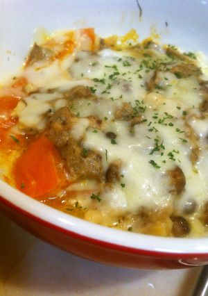 ランチに★トマトひき肉のチーズリゾット風-レシピのメイン写真