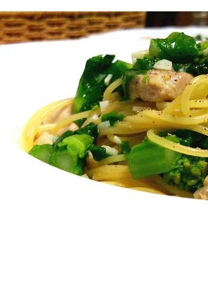 鶏肉と蕾菜のオイルパスタ-レシピのメイン写真