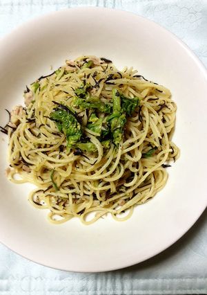 ふきのとうとツナ＆ひじきのぺペロンチーノ-レシピのメイン写真