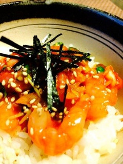 【10分】韓国風♪プリプリな塩麹甘エビ丼-レシピのメイン写真
