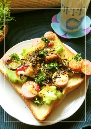 魚ニソ×ブロ茎の塩昆布マヨケチャトースト-レシピのメイン写真