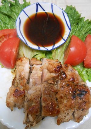 鶏もも肉のオリーブ油焼き・生姜醤油添え-レシピのメイン写真