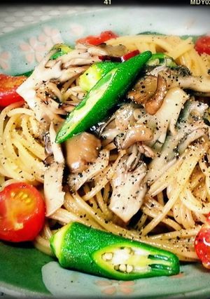 痩せるぞ！舞茸とオクラの低カロリーパスタ-レシピのメイン写真