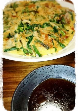 一味ポン酢ダレ！簡単ニラと豚肉のチヂミ-レシピのメイン写真