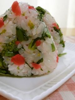☆菜の花とカリカリ梅の混ぜご飯おにぎり☆-レシピのメイン写真