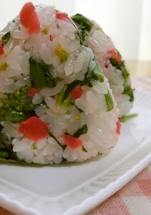 ☆菜の花とカリカリ梅の混ぜご飯おにぎり☆-レシピのメイン写真