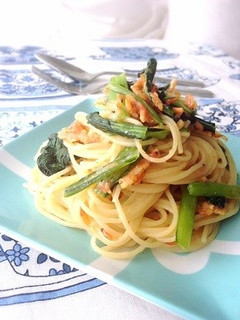 小松菜と桜海老の塩麹チーズパスタ-レシピのメイン写真