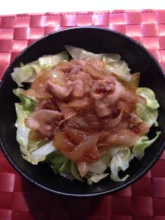 玉ねぎウマウマ♡豚レタス丼-レシピのメイン写真