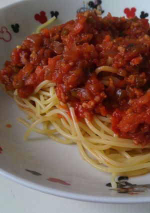 15/パスタにグリルチキンにミートソース-レシピのメイン写真