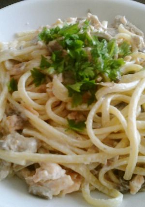 簡単早いスモークサーモンのクリームパスタ-レシピのメイン写真